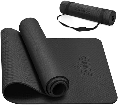 CAMBIVO Yoga Mat for Women Men Kids, 1/3 & 1/4 & 2/5 Inch Extra Thick Yoga Mat Non Slip, 72" x 24" TPE Yoga Mats, Workout Mat with Carrying Strap for Yoga, Pilates and Floor Exercises