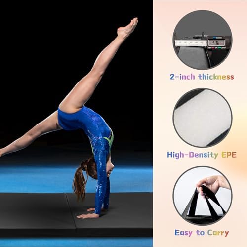 RitFit Upgraded Folding Exercise Mat, 2 Inch Thick Gymnastics Mat