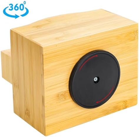 DEAYOU Bamboo Rotating Remote Caddy, 360 Degree Spinning Remote Control Holder, 5 Compartment Revolving Nightstand Bedside Table Organizer for Controller, Pen, Phone, Mail, Calculator, Office