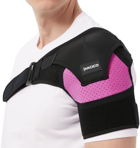 Shoulder Brace - Comfortable Shoulder Support and Compression Sleeve for Torn Rotator Cuff, AC Joint Pain Relief - Arm Immobilizer Wrap, Dislocated Shoulder for Men & Women (Pink S-M)