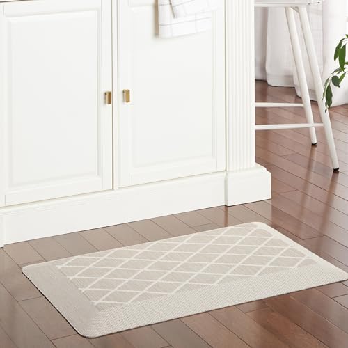 MARTHA STEWART Miles Modern Diamond Anti-Fatigue Air-Infused Kitchen Mat, Beige, 19.6"x32"
