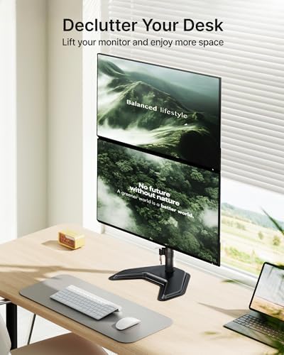 monTEK Freestanding Stacked Dual Monitor Stand for 17-32", 22 lbs Each