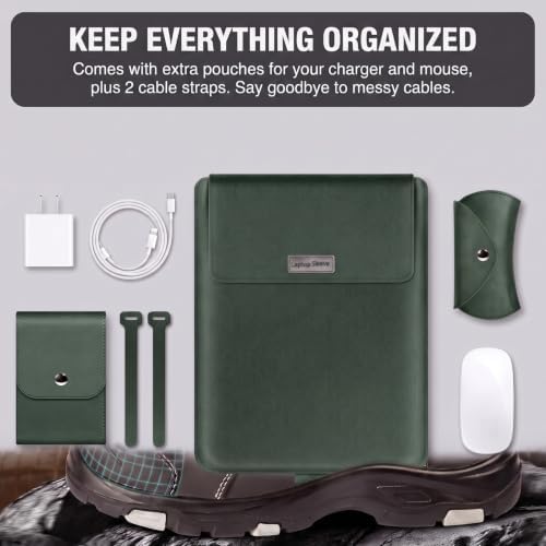 14 Inch Laptop Sleeve Case Leather Bag with Stand for Mac Book Pro