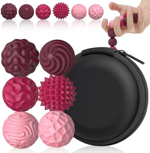 Silicone Magnetic Balls, Fidget Toys for Adults & Teens, 6PCS Stress Balls Sensory Toy, Quiet Magnet Desk Fidgets with Textured, ADHD Anxiety Relief Items, Fun Stocking Suffers Gifts (Red)