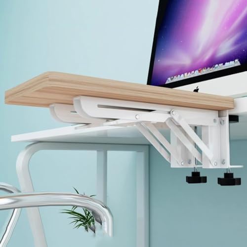Foldable Clamp-On Desk Extender Tray with Wrist Rest - Ergonomic Keyboard Shelf for Computer Arm Support