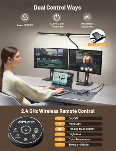 32.8'' Wide LED Desk Lam for Home Office, Computer Desk Lamp with Clamp