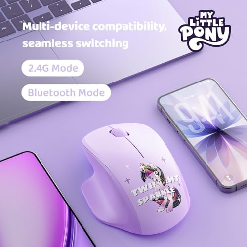 My Little Pony Silent Wireless Mouse -M06 Fluttershy Bluetooth & 2.4G Silent Mouse, 1600 DPI Cute Computer Mouse for Laptop, Mac, PC, Aesthetic Desk Accessories Gift for Fans, Women (Cream)