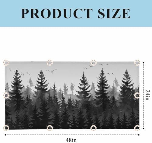 Forest Magnetic Fluorescent Light Covers for Ceiling Lights 2 x 4 Feet, Rustic Grey Foggy Pine Tree Anmal Birds Office Classroom Kitchen Drop Ceiling Light Covers Lighting Filters Shade Panel 2 Packs