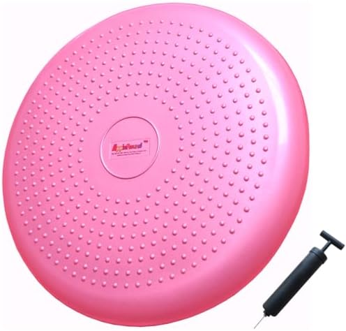 AppleRound Inflated Wobble Cushion with Hand Pump, Air Stability Board (Extra Thick), Core Balance Disc for Adults, Sensory Wiggle Seat for Kids, Flexible Seating for All Age, 13.5in / 34cm Diameter