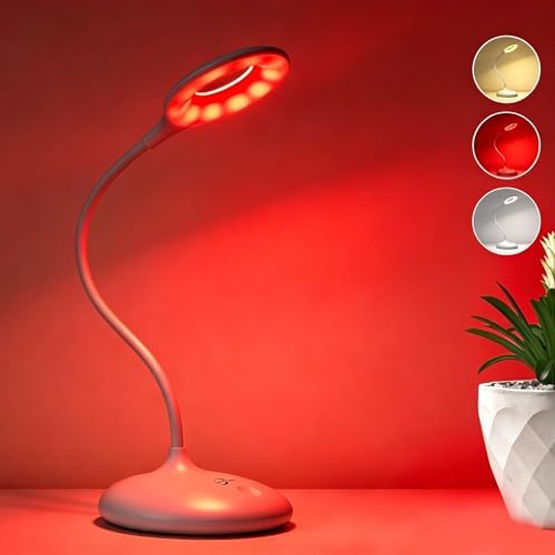 Desk Lamp with 670nm Red Light Therapy for Reading Sleep Bedroom