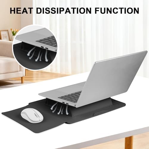 HoYiXi 15.6" Laptop Sleeve Case PU Leather with Stand Compatible with MacBook Pro 16/15.4'' MacBook Pro 15, Mac Air 15/ Dell, Matebook,Asus,15-16'' Laptop Bag,(Patent Pending),Black