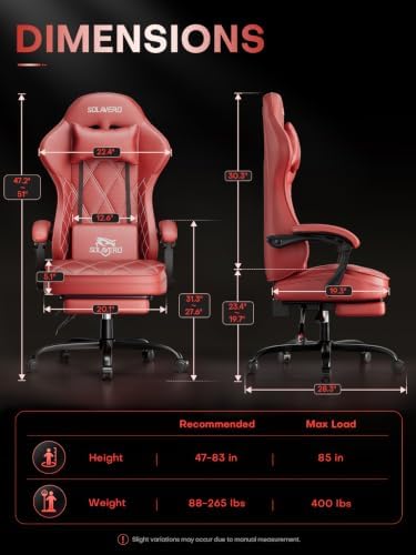 HLDIRECT Gaming Chair with Massager Lumbar Support, 400LBS Weight Capacity