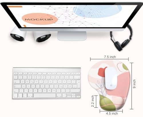 JIKIOU Ergonomic Mouse Pad with Gel Wrist Rest 2 Pack, Portable Small Rose