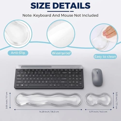 Gel Wrist Rest for Keyboard and Mouse, Wrist Rest for Keyboard, Mouse Wrist Support, Pain Relief, Cool Touch, Non-Skid, Wrist pad Set