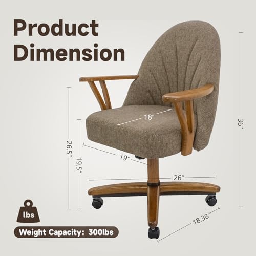 Chromcraft Bailey Swivel-Tilt Caster Dining Chair - Chestnut -Mocha - 6pc