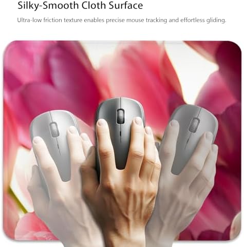 Floral Mouse Pad, Close-up of Pink and White Tulips Flowers Desk Mat