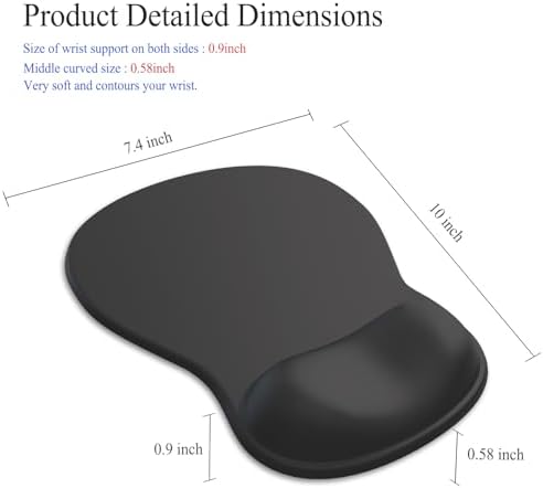 Gel Mouse Pad with Wrist Rest, Ergonomic Concave Wrist Support Mousepad with Non-Slip PU Base & Smooth Surface Comfortable Desk Accessories Mat for Office, Home Gaming and Study (01 Black)