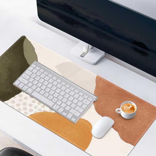 HAOCOO Boho Desk Mat, XL Non-Slip Mouse Pad for Office(Brown& Beige)