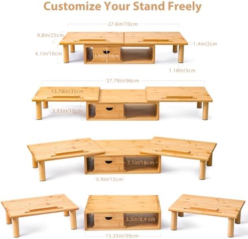 Dual Monitor Stand Riser with Drawer for Desk Laptop