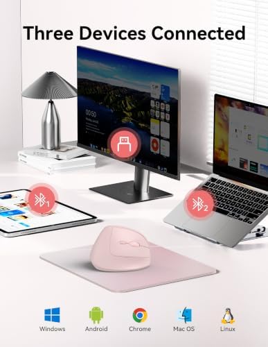 TECKNET Ergonomic Mouse, BT5.3/2.4G, Silent Wireless Vertical, Rechargeable