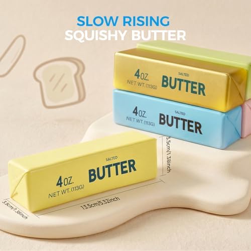 Butter Squishy, Soft Slow Rising Squeeze Toys, Butter Stick Toys (Golden)