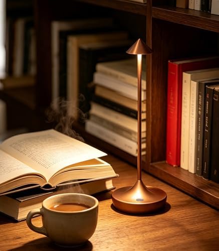 Cordless Rechargeable LED Table Lamp Set of 2, Mocha