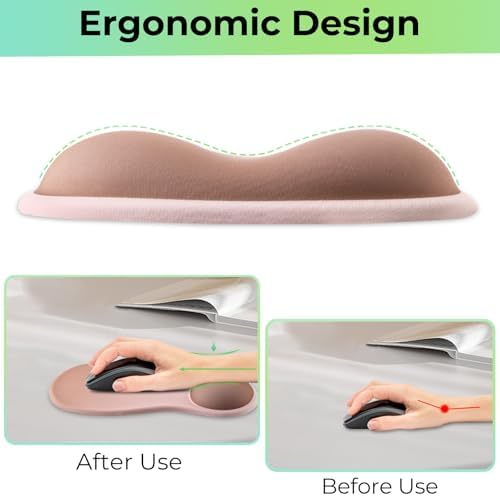 Gel Wrist Rest Mouse Pad, Ergonomic Mousepad with Wrist Support, Relieve Wrist Pain, Gaming Mousepad with Concave Design Cushion & Non-Slip PU Base, for Home Office Laptop Computer, Brown Gradient