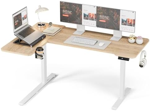 Acrolix L Shaped Electric Standing Desk,59x40 Reversible,Oak