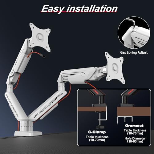 Fydeamer Dual Monitor Arm for 17-35" Screens up to 24.3lbs, White