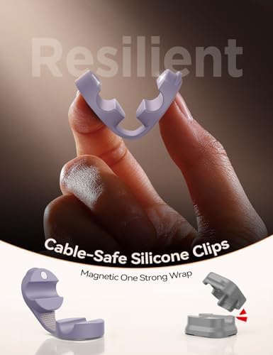 FLYLEAD 8-Pack Silicone Cord Organizer Magnetic Cable Clips, Adhesive
