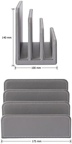 OSCO Faux Leather Mail Sorter & Envelope Organiser – Desk File Storage Stand with Display Slots – Modern Letter Holder Tray Minimalist Home & Office – Grey