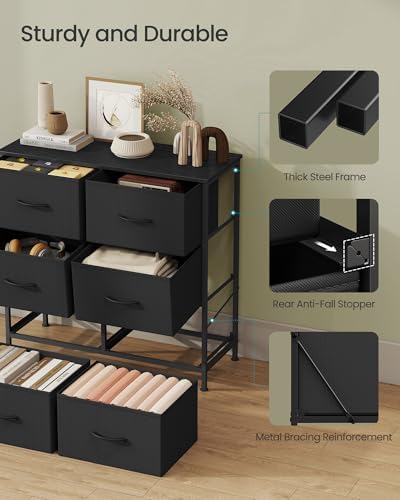 SONGMICS Dresser for Bedroom, Tall Dresser with 6 Fabric Drawers