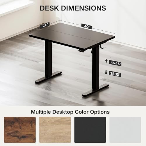 Acrolix 40x24 Electric Standing Desk with Cable Net, Black