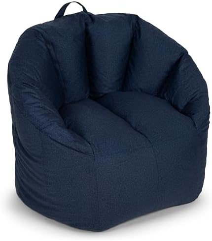 Big Joe Milano Bean Bag Chair for Kids, Teens, Adults, Denim Cobalt Lenox, Durable Woven Polyester, 2.5 foot Refillable