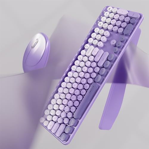UBOTIE Wireless Keyboard and Mouse Combo, Phone Holder (Purple)