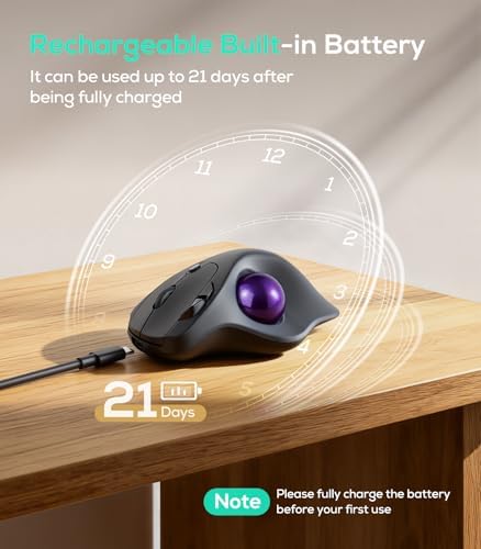 Nulea Wireless Trackball Mouse Ergonomic 21.7 Tilt Stand Thumb Control