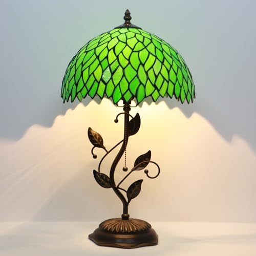 Tiffany Table Lamp Stained Glass Bedside Reading Light W12H19 inch