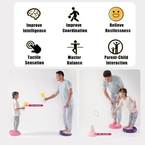 Air Stability Wobble Cushion, Core Balance Disc Trainer, Wiggle Seat to Improve Sitting Posture & Attention (Purple)
