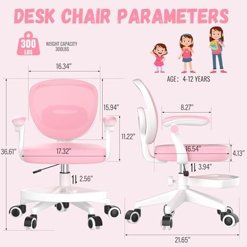 Ergonomic Kids Desk Chair 4-12, Adjust Height Children Study Computer Chair