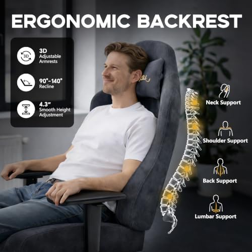 Video Gaming Chair for Adults with Footrest, Ergonomic Computer Chair, Gray