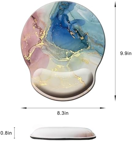 Mouse Pad with Wrist Support, Ergonomic Mouse Pad with Memory Foam Wrist Rest Cushion, Non-Slip Rubber Base Gaming Mice Pad for Home Office Computer Laptop, Colorful Marble