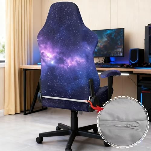 Galaxy Game Chair Cover 4-Piece Game Chairs Protector Cover Fits PC/Office Recliners Soft Furniture Protector Anti-Scratch & Washable for Gamer/Work