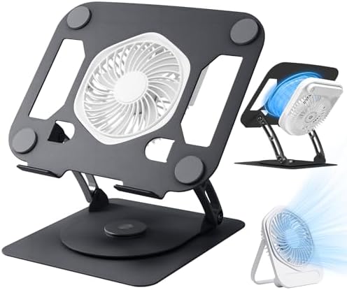 SHUWEI Laptop Cooling Stand w/Detachable Fan, for up to 16" Laptop, Black