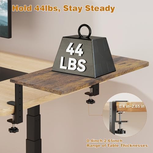 Desk Extender, 22-inch Clamp-On Desk Shelf, Height-Adjustable Desktop Shelf Organizer for Monitors Office and Gaming Accessories, Arm Support Table Extension, 44lbs Heavy Duty, Dark Brown