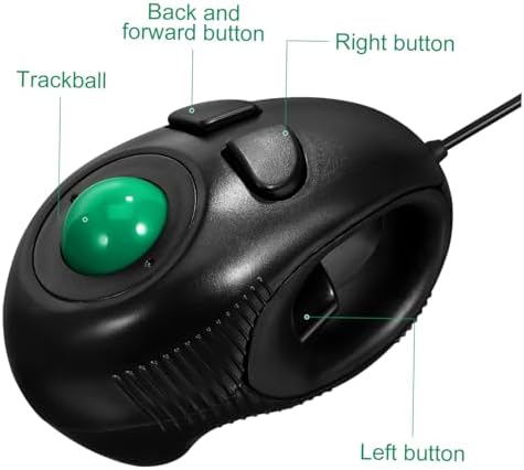 Mobestech Mini Trackball USB Powered 4D with Thumb- Scrolling 3-Button Wired Portable Handheld Design for Laptop and Desktop Plug and Play
