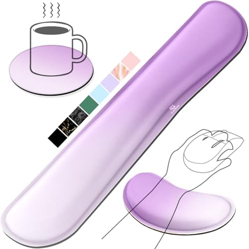 Gimars Upgrade Enlarge Silky Gel Memory Foam Keyboard Wrist Rest, Wrist Rest for Computer Keyboard, Ergonomic Mouse pad Rests for Typing Pain Relief, Wrist Support for Office, Gaming, Purple Gradient