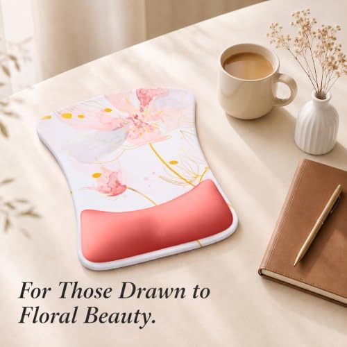 Gel Mouse Pad & Memory Foam Keyboard Wrist Rest Set, Pink Floral