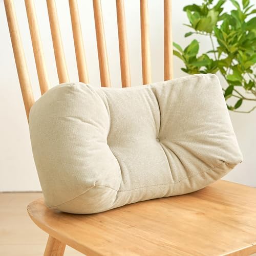 Be&xn Soft Lumbar Support Pillow for Office Chair & Car, Corduroy Back Support Pillow for Lower Back Pain Relief, Ergonomic Design Back Cushion for Sleeping and Resting (Off-White)