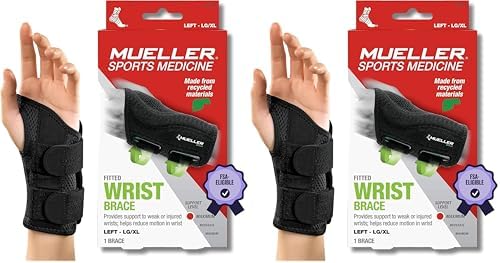 MUELLER Green Fitted Wrist Brace,Left,LG/XL,(Pack of 2)