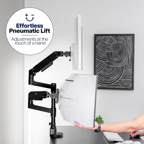 VIVO Black Dual Ultrawide Desk Mount, Up to 49 inch Screens, STAND-V200V-P